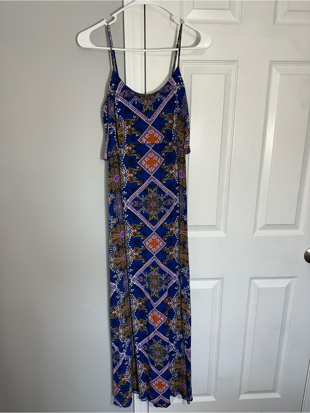 Xhilaration Navy Blue Floral & Geometric Maxi Dress